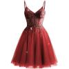 imageTulle Homecoming Dresses 2025 Prom Dresses Short Sparkly Beaded Formal Party GownsWine Red