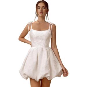 imageBubble Homecoming Dresses 2025 Embroidery Satin Short Prom Dresses Spaghetti Strap Cocktail Mini Party DressIvory