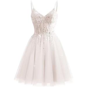 imageTulle Homecoming Dresses 2025 Prom Dresses Short Sparkly Beaded Formal Party GownsLovry