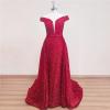imageOff Shoulder Sequin Prom Dresses 2024 with Detachable Mermaid Ball Gown Sparkly Formal Dresses with CapeYellow