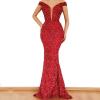 imageOff Shoulder Sequin Prom Dresses 2024 with Detachable Mermaid Ball Gown Sparkly Formal Dresses with CapeYellow