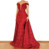 imageOff Shoulder Sequin Prom Dresses 2024 with Detachable Mermaid Ball Gown Sparkly Formal Dresses with CapeYellow