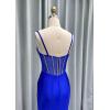 imagehomdor Silk Satin Prom Dresses Long Spaghetti Strap Bridesmaid Dresses Beaded Formal Evening Party Dress with SlitYellow