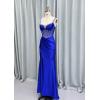 imagehomdor Silk Satin Prom Dresses Long Spaghetti Strap Bridesmaid Dresses Beaded Formal Evening Party Dress with SlitYellow