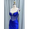 imagehomdor Silk Satin Prom Dresses Long Spaghetti Strap Bridesmaid Dresses Beaded Formal Evening Party Dress with SlitYellow