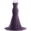 imageMermaid Prom Dresses 2025 Spaghetti Straps Evening Gowns Lace Applique Floral Formal Dresses for WomenGrape
