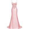 imageSilk Beaded Prom Dresses Long for Women Mermaid Formal Dresses Spaghetti Straps Evening Party GownsPink