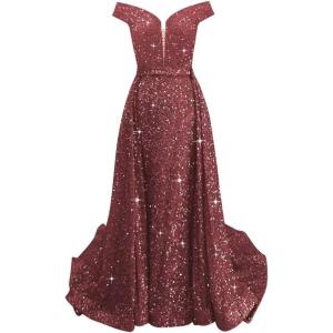 imageOff Shoulder Sequin Prom Dresses 2024 with Detachable Mermaid Ball Gown Sparkly Formal Dresses with CapeBurgundy