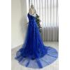 imageHalter Sequin Prom Dresses for Women Plus Size Ball Gown with Cape Sparkly Evening GownsRed
