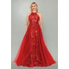 imageHalter Sequin Prom Dresses for Women Plus Size Ball Gown with Cape Sparkly Evening GownsRed