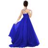 imageHalter Sequin Prom Dresses for Women Plus Size Ball Gown with Cape Sparkly Evening GownsYellow