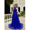 imageHalter Sequin Prom Dresses for Women Plus Size Ball Gown with Cape Sparkly Evening GownsYellow