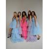 imageHigh Low Tulle Prom Dresses Long Strapless Tiered Formal Dresses A Line Evening Dress with TrainChampagne