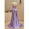 imageOne Shoulder Satin Prom Dresses Beaded Formal Dress Mermaid Evening Party DressGrape