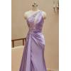 imageOne Shoulder Satin Prom Dresses Beaded Formal Dress Mermaid Evening Party DressGrape