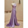 imageOne Shoulder Satin Prom Dresses Beaded Formal Dress Mermaid Evening Party DressGrape