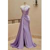 imageOne Shoulder Satin Prom Dresses Beaded Formal Dress Mermaid Evening Party DressGrape