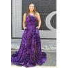 imageOne Shoulder Sequin Prom Dresses for Women Aline Plus Size Ball Gown Sparkly Formal Evening GownsHot Pink