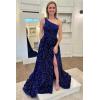 imageOne Shoulder Sequin Prom Dresses for Women Aline Plus Size Ball Gown Sparkly Formal Evening GownsHot Pink