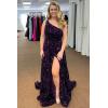 imageOne Shoulder Sequin Prom Dresses for Women Aline Plus Size Ball Gown Sparkly Formal Evening GownsHot Pink