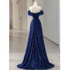 imageSequin Off Shoulder Prom Dresses Mermaid Ball Gown Sweetheart Evening Gown Long for WomenAqua