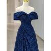 imageSequin Off Shoulder Prom Dresses Mermaid Ball Gown Sweetheart Evening Gown Long for WomenAqua