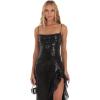 imageSpaghetti Straps Sequin Prom Dresses for Women Tight Mermaid Formal Dress Ruffle Sparkly Evening Party GownsPink