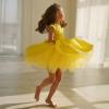imageTutu Pageant Gowns Sequin Flower Girl Dress Short Princess Dress Ball GownYellow