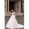 imagehomdor Long Sleeve Prom Dresses Lace Applique Wedding Dress Satin Ball Gown A Line Formal Evening GownsGold