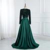 imagehomdor Long Sleeve Sequin Prom Dresses for Women Sparkly Formal Evening Dress Satin Wedding Dress with SlitBlue