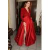 imagehomdor Long Sleeve Sequin Prom Dresses for Women Sparkly Formal Evening Dress Satin Wedding Dress with SlitYellow