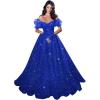 imageFeather Sequin Prom Dresses 2025 Plus Size Ball Gown Sparkly Off Shoulder Quinceanera Dresses for Women FormalRoyal Blue