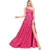 imageOne Shoulder Sequin Prom Dresses for Women Aline Plus Size Ball Gown Sparkly Formal Evening GownsHot Pink