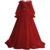 imagePuffy Sleeve Tulle Prom Dresses Off The Shoulder Ball Gown Sweetheart A Line Formal Evening GownsWine Red