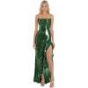 imageSpaghetti Straps Sequin Prom Dresses for Women Tight Mermaid Formal Dress Ruffle Sparkly Evening Party GownsEmerald Green