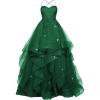 imagehomdor Lace Appliques Tulle Prom Dresses Long Spaghetti Straps Layered Quinceanera Dresses Sweetheart Ball GownsEmerald Green