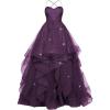 imagehomdor Lace Appliques Tulle Prom Dresses Long Spaghetti Straps Layered Quinceanera Dresses Sweetheart Ball GownsGrape