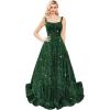 imagehomdor Sequin Prom Dresses Long A Line Ball Gowns for Women Sparkly Spaghetti Straps Formal DressEmerald Green