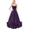 imagehomdor Sequin Prom Dresses Long A Line Ball Gowns for Women Sparkly Spaghetti Straps Formal DressGrape