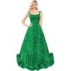 imagehomdor Sequin Prom Dresses Long A Line Ball Gowns for Women Sparkly Spaghetti Straps Formal DressGreen