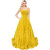 imagehomdor Sequin Prom Dresses Long A Line Ball Gowns for Women Sparkly Spaghetti Straps Formal DressYellow