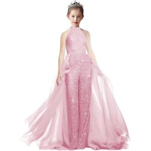 imageRomper Jumpsuits Pageant Gowns Halter Kids Party Prom Ball Gowns Formal DressesDusty Pink