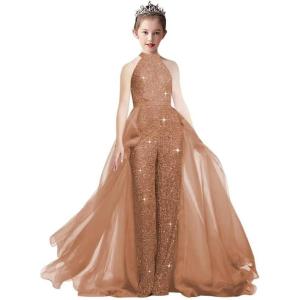 imageRomper Jumpsuits Pageant Gowns Halter Kids Party Prom Ball Gowns Formal DressesDusty Rose