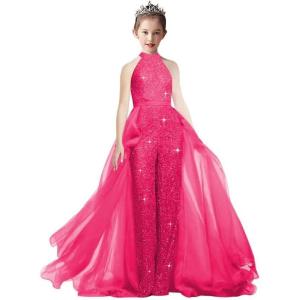 imageRomper Jumpsuits Pageant Gowns Halter Kids Party Prom Ball Gowns Formal DressesHot Pink