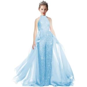 imageRomper Jumpsuits Pageant Gowns Halter Kids Party Prom Ball Gowns Formal DressesSky Blue