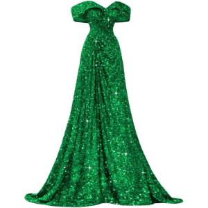 imageSequin Off Shoulder Prom Dresses Mermaid Ball Gown Sweetheart Evening Gown Long for WomenGreen