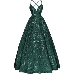 imageSpaghetti Straps Prom Dress Sequin Aline Evening Gown Sparkly Plus Size Ball Gown Wedding Formal DressesPeacock