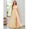 imageChiffon Bridesmaid Dresses for Women One Shoulder Ruffles Pleated Formal Dress with PocketsDusty Rose
