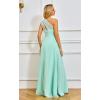 imageChiffon One Shoulder Bridesmaid Dresses with Slit ALine Long Formal Party Dress with PocketsAqua