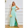 imageChiffon One Shoulder Bridesmaid Dresses with Slit ALine Long Formal Party Dress with PocketsDusty Blue